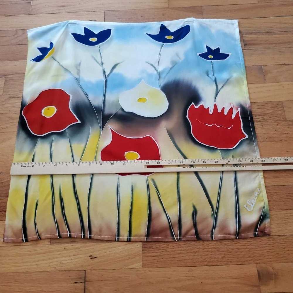 Elaine Signed Square Bandana‎ Scarf Floral 22